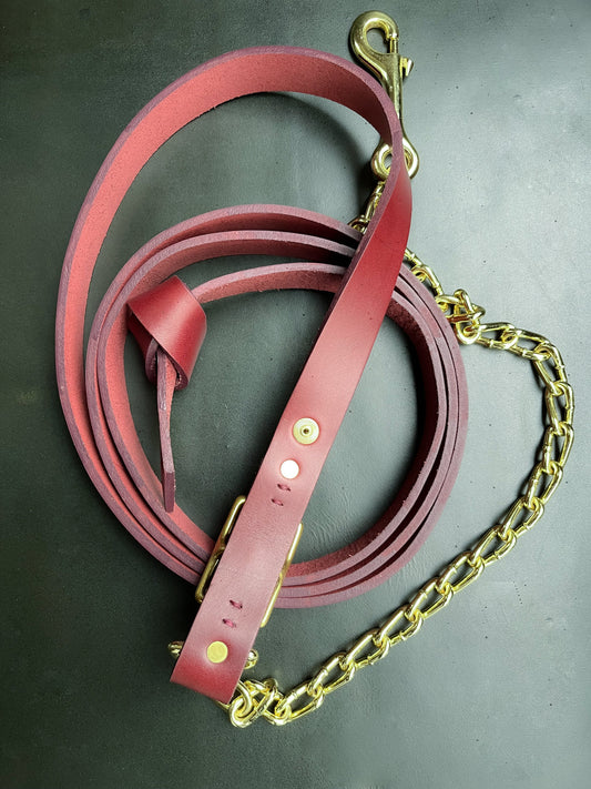 Saddle & Roam Burgundy Leather Lead Shank