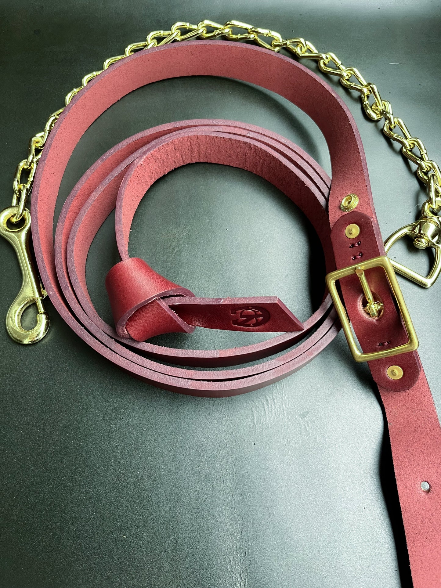 Saddle & Roam Burgundy Leather Lead Shank