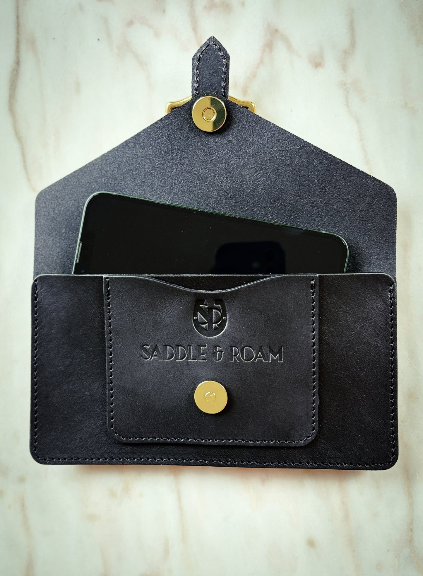 Saddle & Roam Black Leather Belt Bag
