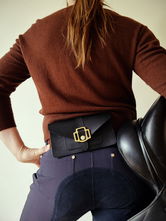 Saddle & Roam Black Leather Belt Bag
