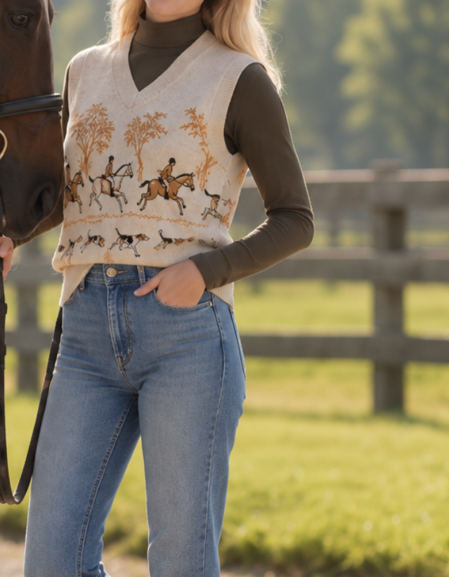 On the Hunt Eq Knit Fox Trot Sweater Vest