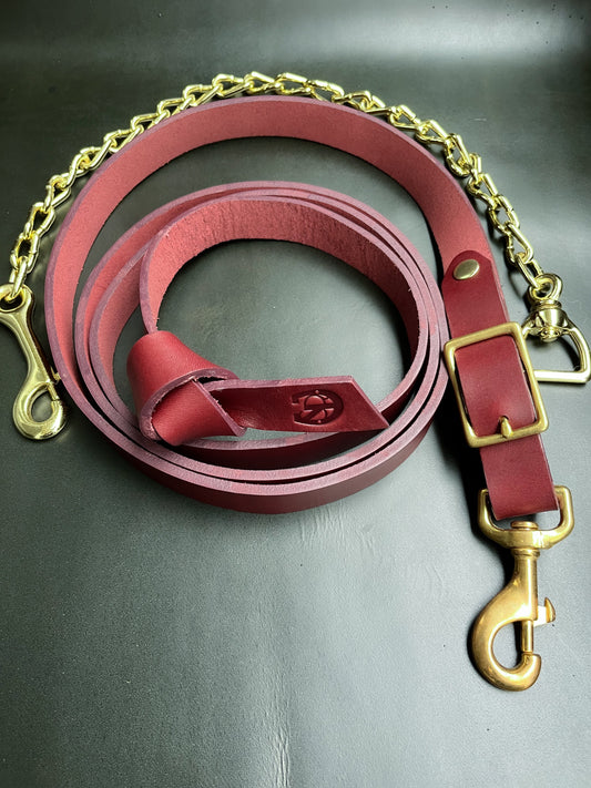 Saddle & Roam Burgundy Leather Lead Shank