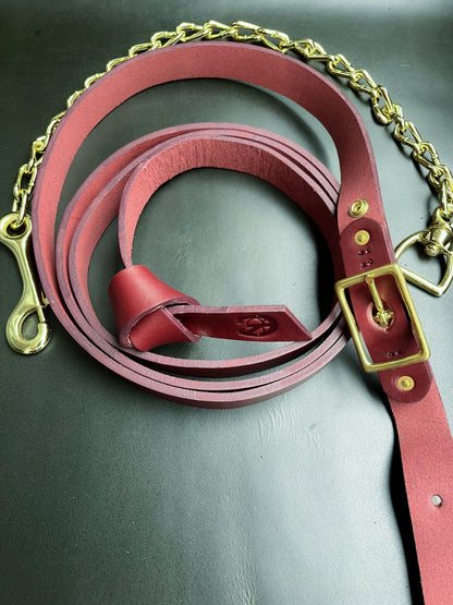 Saddle & Roam Burgundy Leather Lead Shank