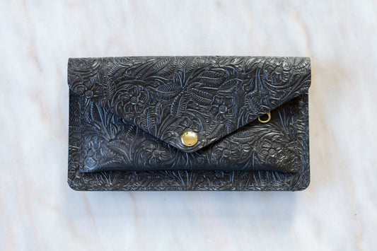 Saddle & Roam Black Floral Leather Belt Bag