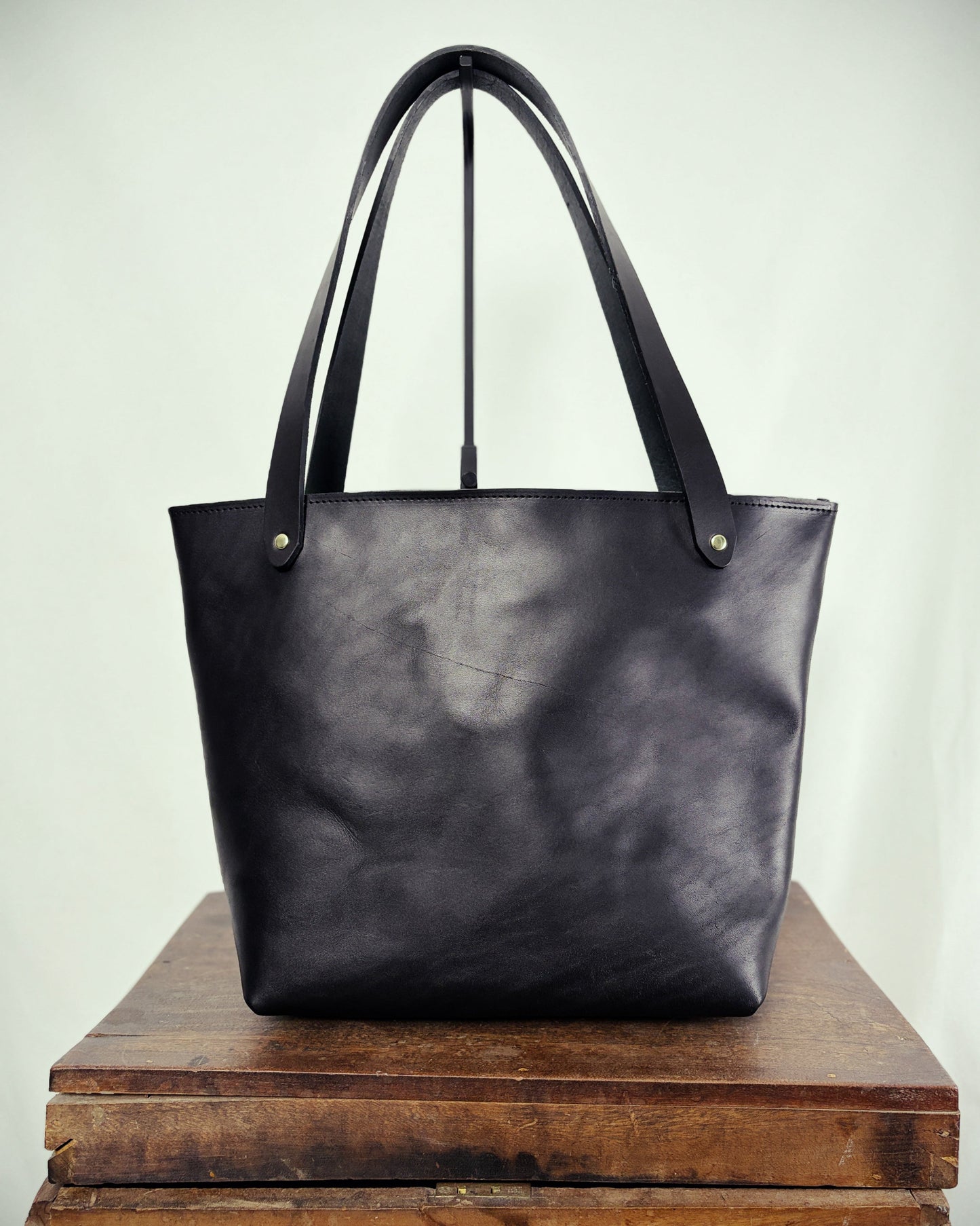 Saddle & Roam Black Floral Leather Tote Bag