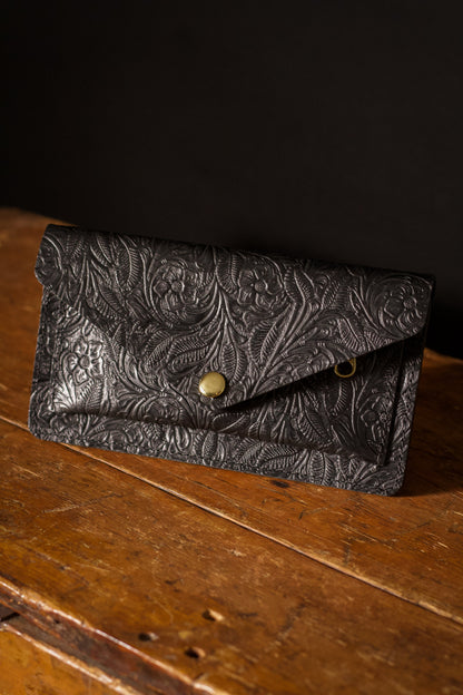 Saddle & Roam Black Floral Leather Belt Bag