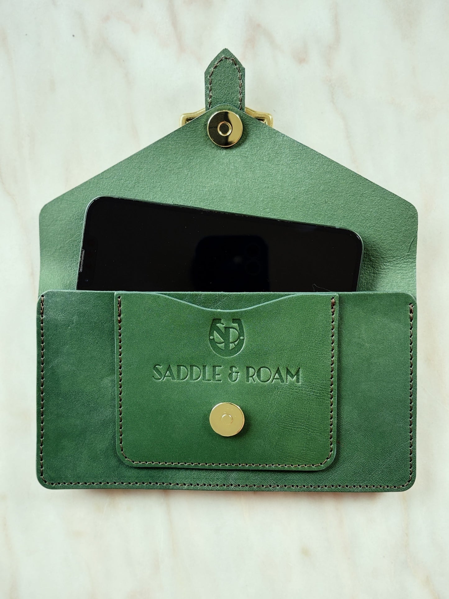 Saddle & Roam Green Leather Belt Bag
