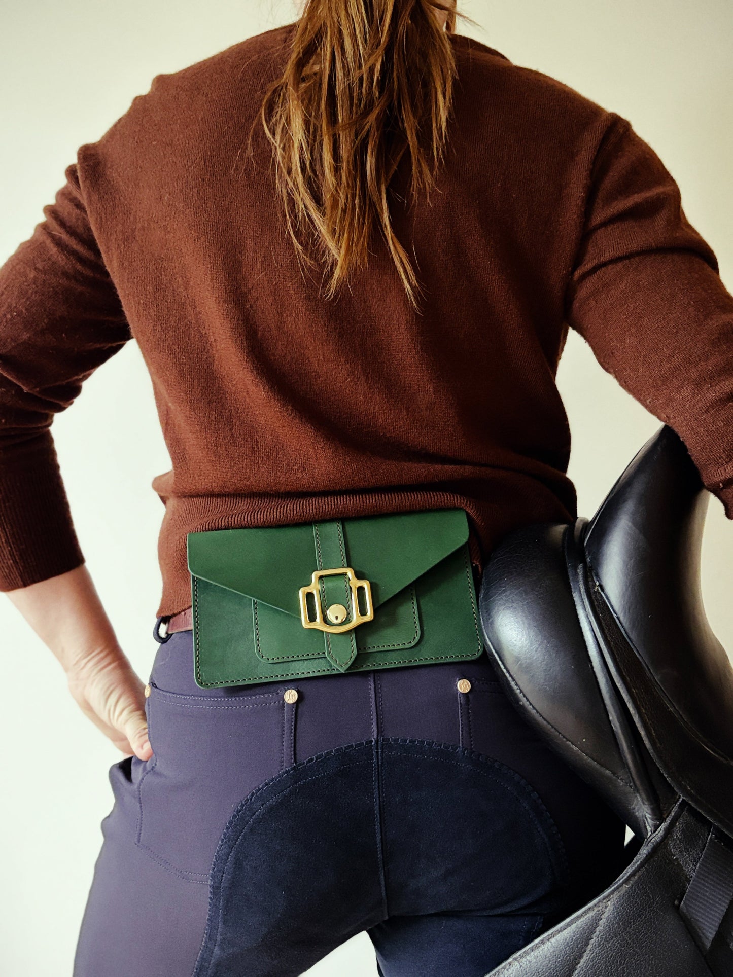 Saddle & Roam Green Leather Belt Bag