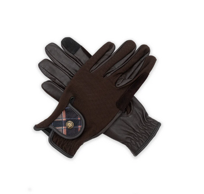 Gants d'équitation Sixteen Cypress - Mini carreaux champêtres et tabac