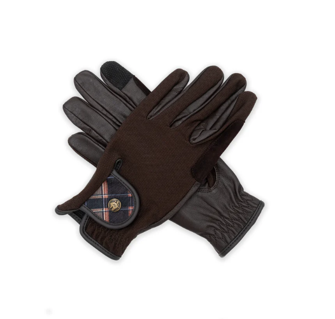 Gants d'équitation Sixteen Cypress - Mini carreaux champêtres et tabac