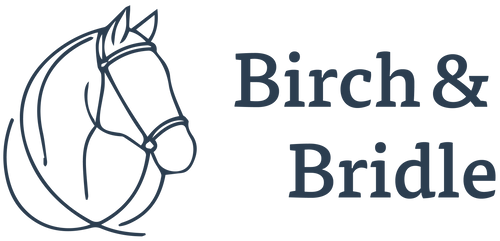 Logo of Birch & Bridle with a horse head design on a white background