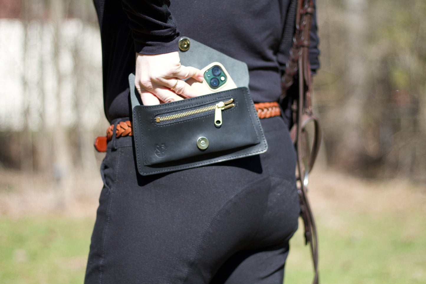 Saddle & Roam Black Leather Belt Bag